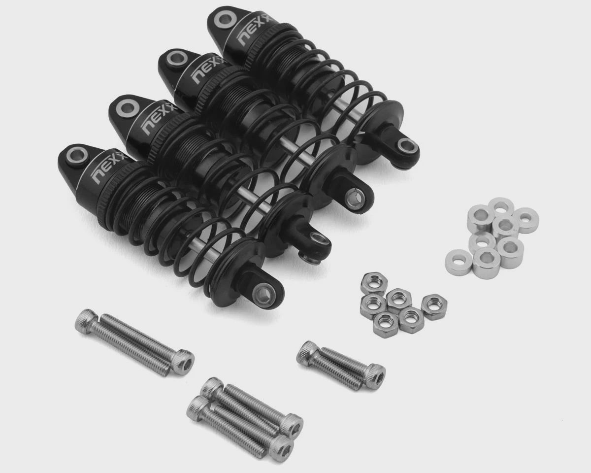 NEXX Racing MST RMX 2.5 56mm Aluminum Oil-Filled Threaded Shocks, Color: Black