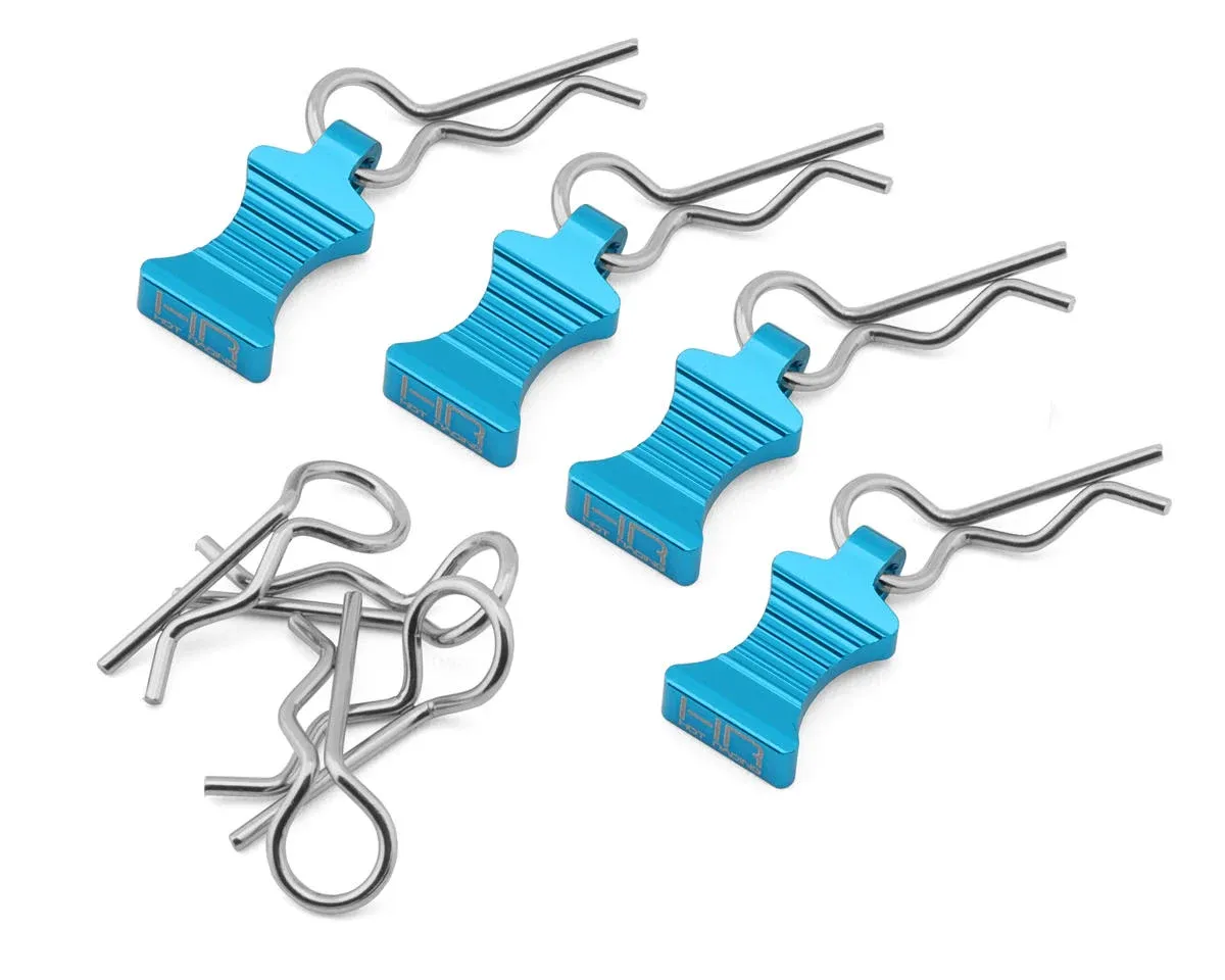 Hot Racing 1/10 Aluminum EZ Pulls w/Body Clips, Color: Light Blue