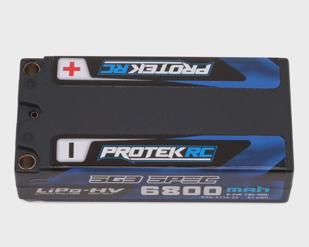 ProTek RC 2S 150C Low IR SG3 HV Shorty LiPo Battery (7.6V/6800mAh) w/5mm Connectors (ROAR Approved)