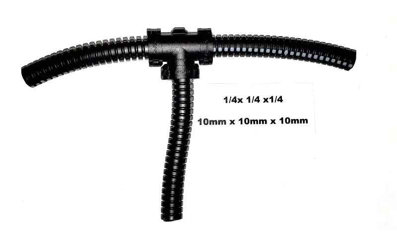 6 Wire Loom Tee Connectors [ nylon] 1/4"x1/4"x1/4"