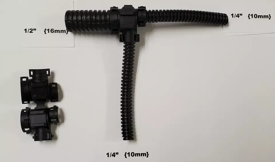 6 Wire Loom Tee Connectors [ nylon] 1/2"x1/4"x1/4"