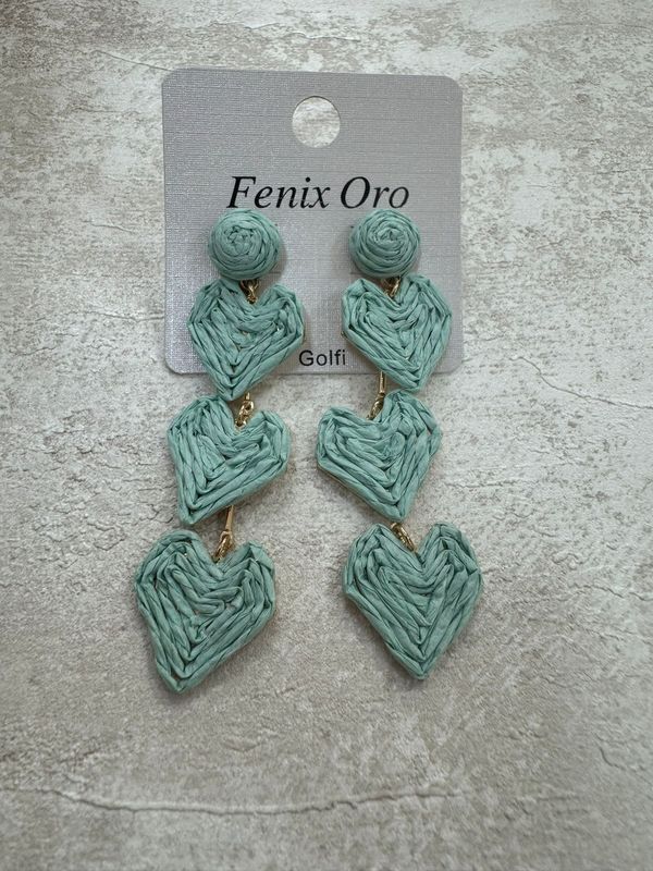 Pendientes corazones multicolor, verde agua