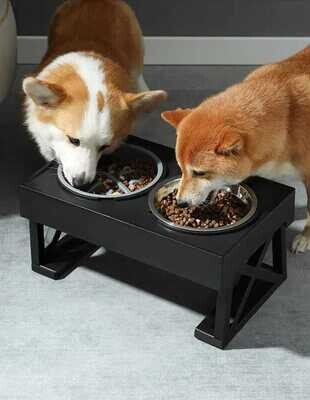 Dog Double Elevated Bowl Stand 3 Adjustable Height