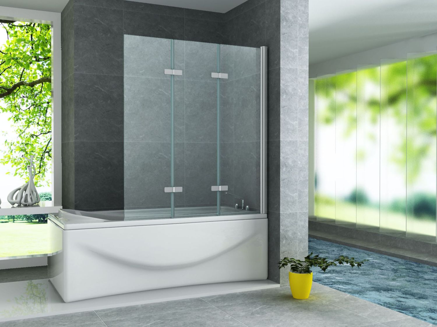Aloni 3-Delige Badwand Inklapbaar (130X140CM)