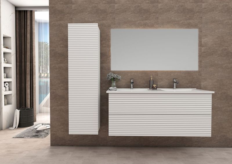 Elite Onderkast met Horizontaal Reliëf (120CM) - Mat Wit