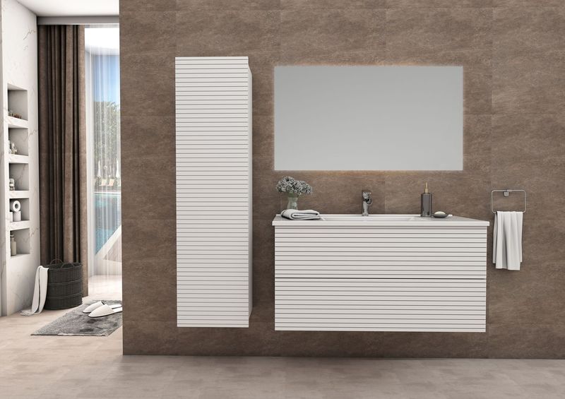 Elite Onderkast met Horizontaal Reliëf (80CM) - Mat Wit