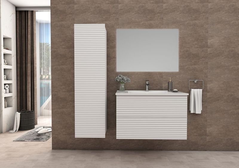 Elite Onderkast met Horizontaal Reliëf (60CM) - Mat Wit