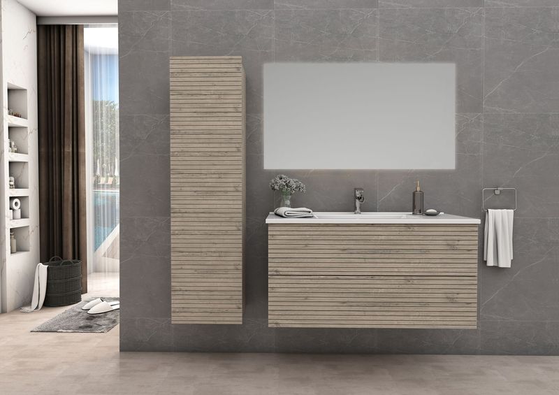 Elite Onderkast met Horizontaal Reliëf (80CM) - Licht Hout