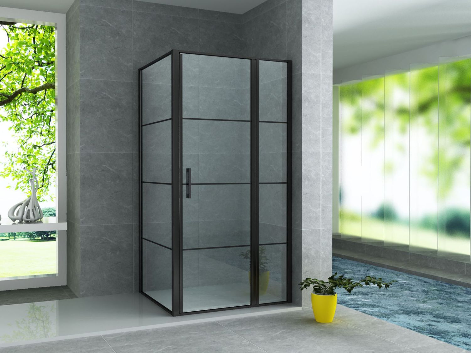 Aloni Douchecabine Draaideur Mat Zwart Raster 8MM