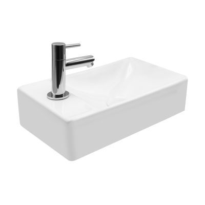 Aloni Keramische Wastafel met Kraangat Links- Wit