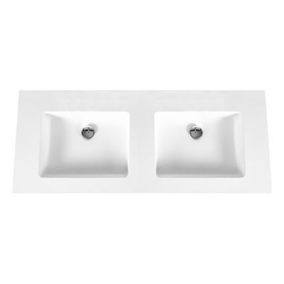 Aloni Solid Surface Dubbele Wastafel Zonder Kraangat - WIT
