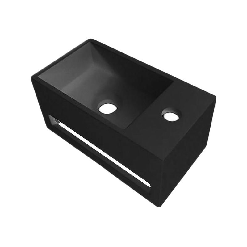 Solid Surface Wastafel met Handdoekhouder en Kraangat Rechts (35,8X20,5X15,7CM)
