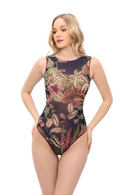 One-piece Sleeveless Swimsuit &quot;Botanicum&quot; Foam Cups
