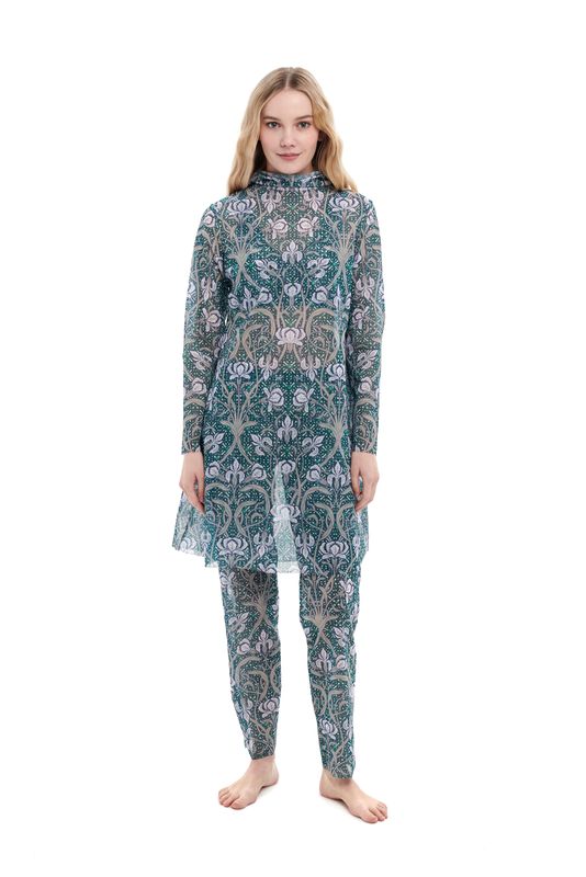Burkini with hood &quot;Irises&quot;