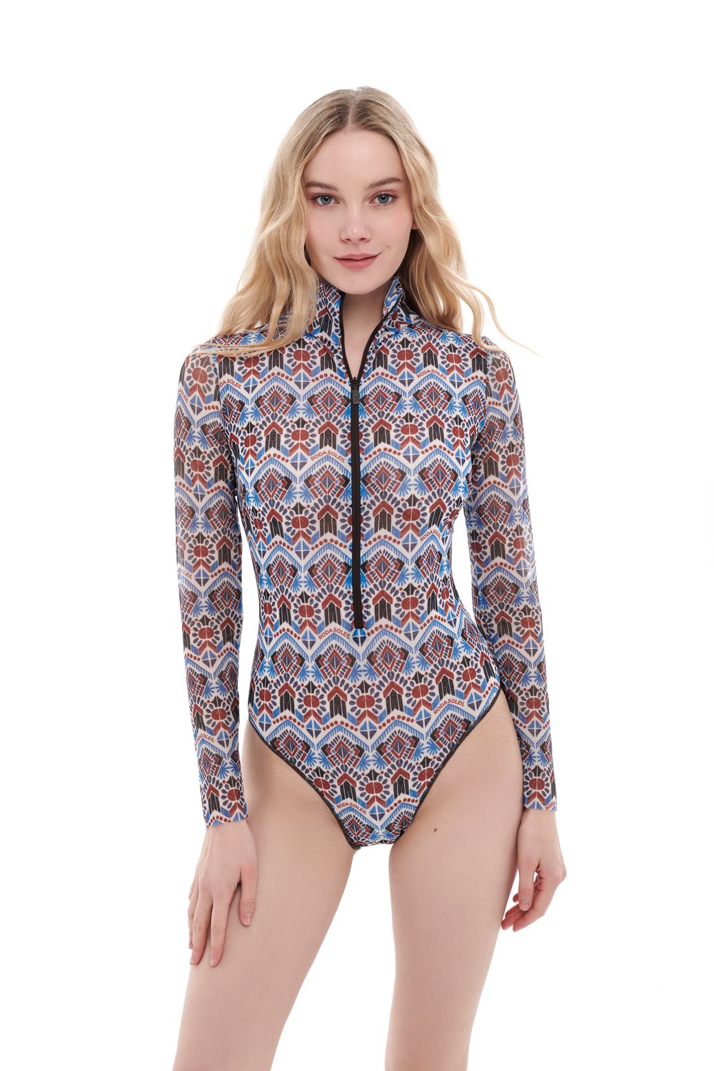 Zipper swimsuit with sleeves "Marrakesh"