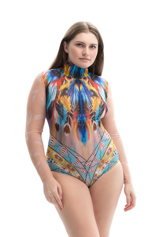 Zipper swimsuit with sleeves &quot;Dreamcatcher&quot;