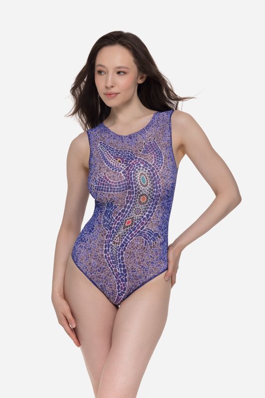 One-piece Sleeveless Swimsuit &quot;Crocodile Purple&quot; (TALL)