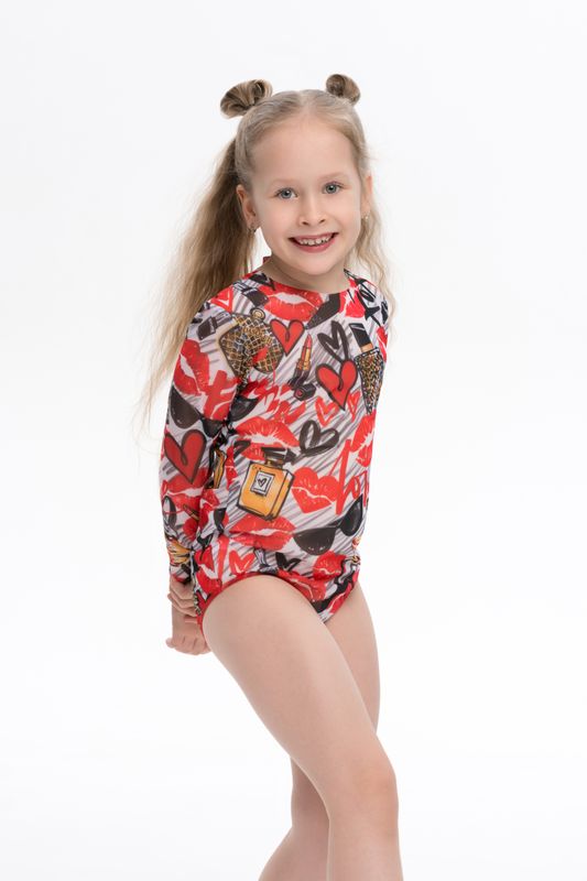 KID&#39;s Closed Back One-piece Swimsuit with Sleeves &quot;Fashion&quot;
