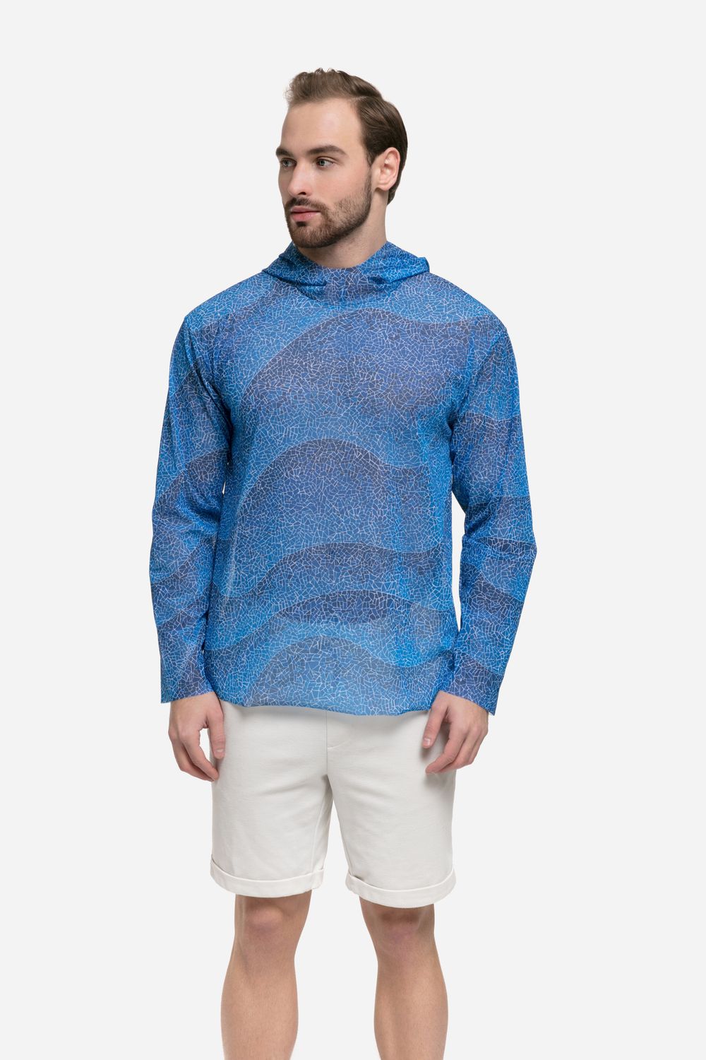 Men&#39;s T-shirt with hood &quot;Wave Mosaic&quot; (Heavy)