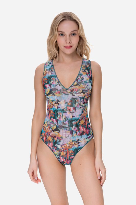 Sleeveless Swimsuit with V-Neck "Art"