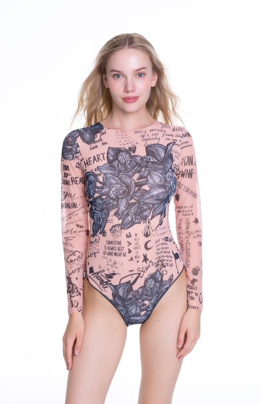 Слитный купальник с рукавами &quot;Nude Body-Art&quot;