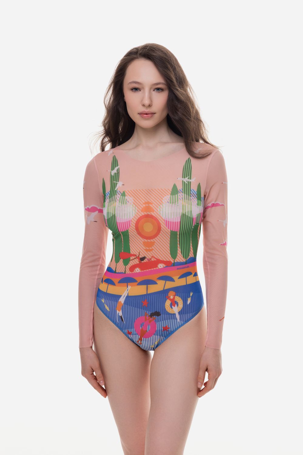 Closed Back One-piece Swimsuit with Sleeves &quot;Portofino&quot;