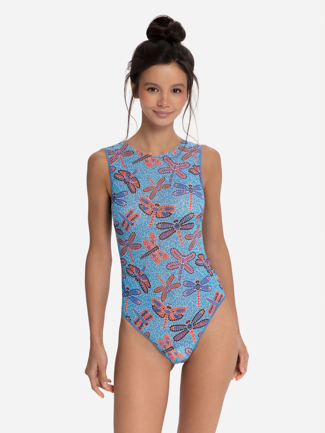 One-piece Sleeveless Swimsuit &quot;Dragonflies Mosaic&quot;