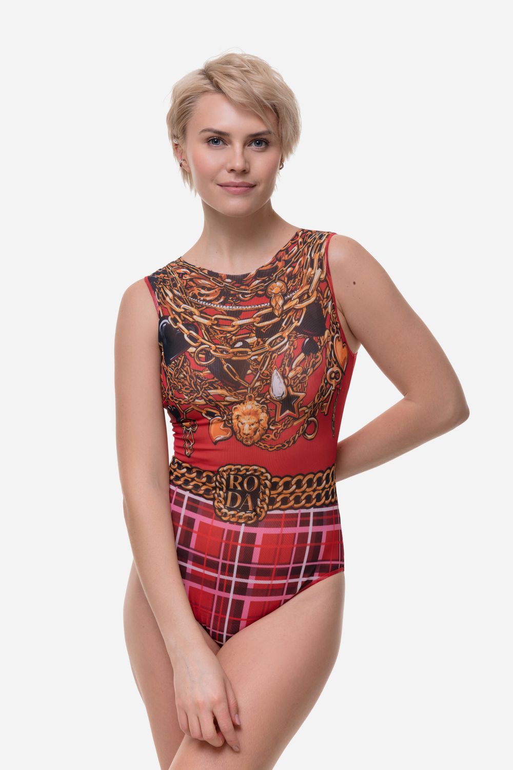 One-piece Sleeveless Swimsuit &quot;Tartan&quot;