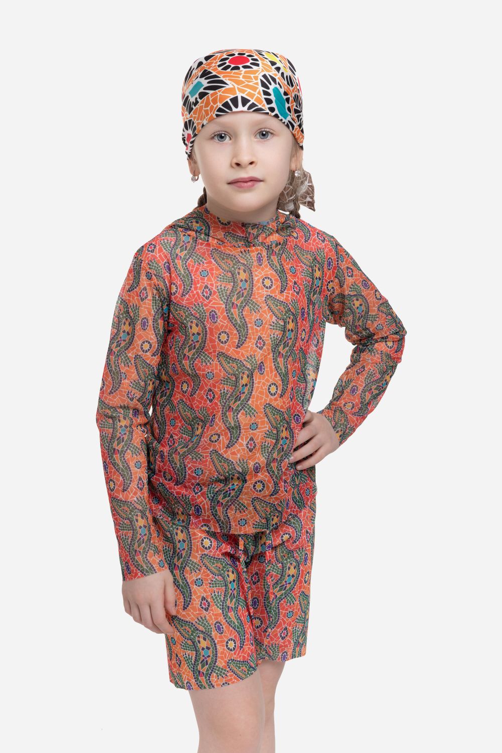 Kids Shorts &quot;Crocodile Orange pattern&quot;