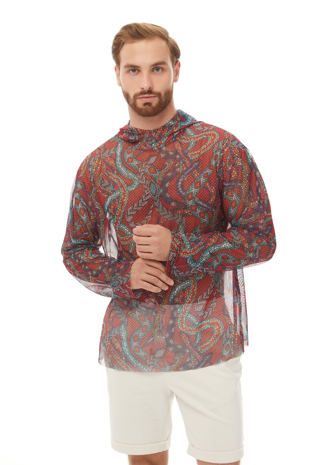 Men&#39;s T-shirt with hood &quot;Snakes Mosaic&quot;
