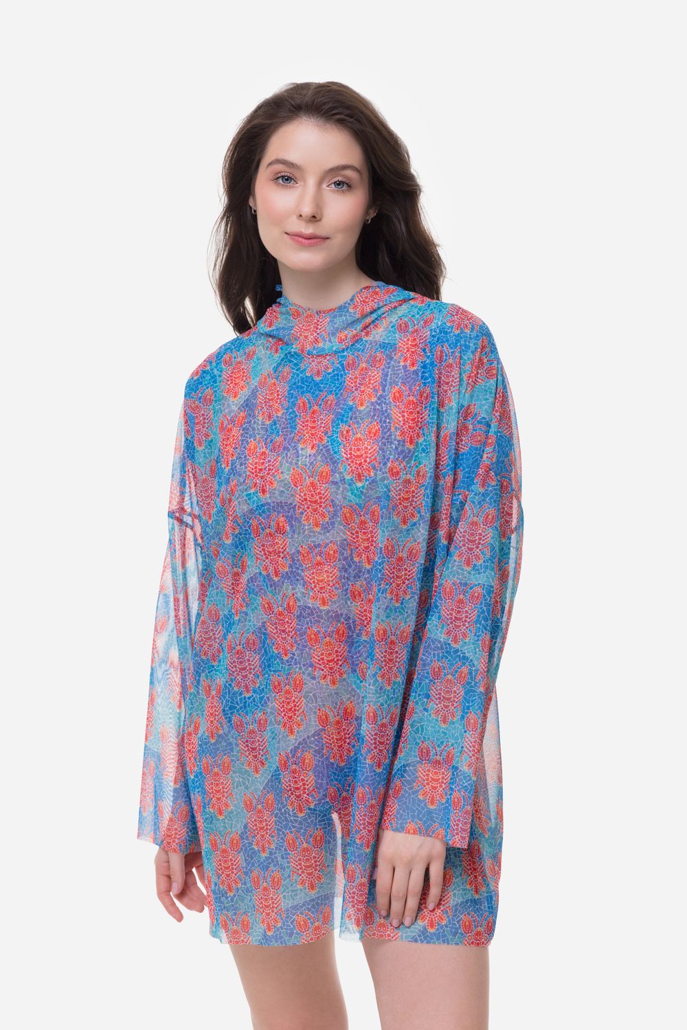Smart T-Shirt Oversize with Hood &quot;Lobster pattern&quot;