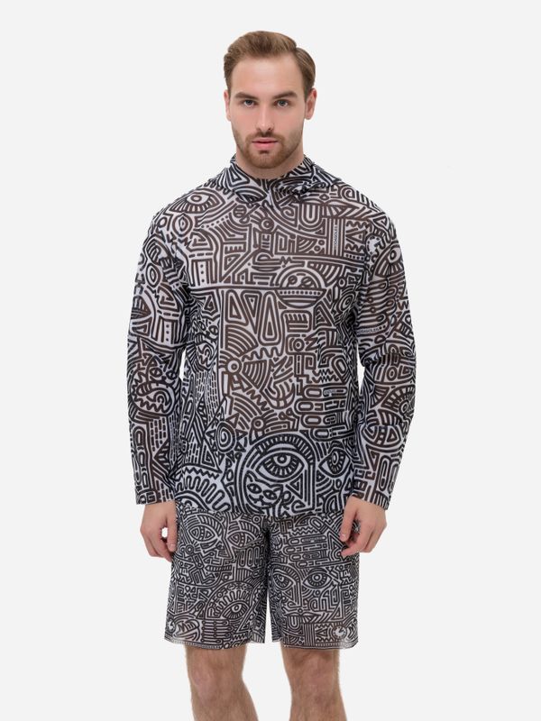 Men&#39;s T-shirt with hood &quot;Doodling&quot; (Heavy)