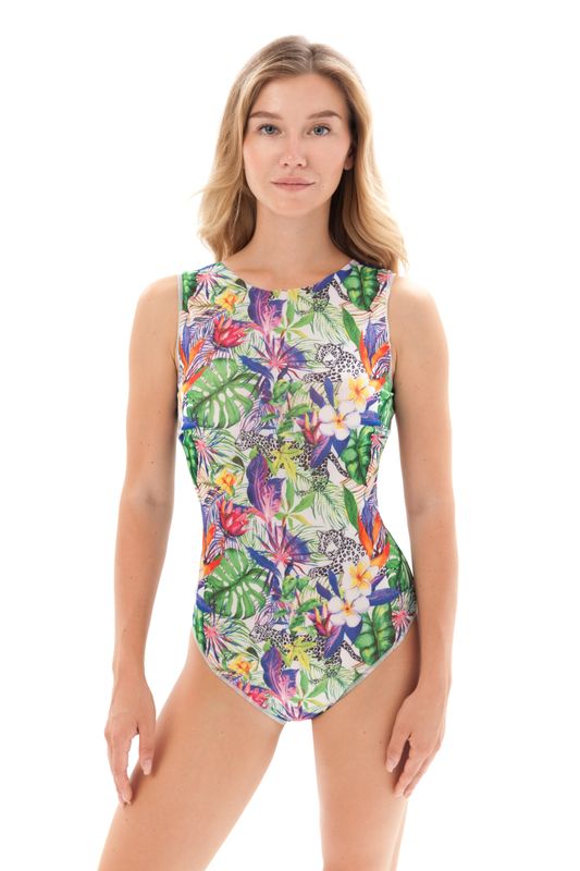 One-piece Sleeveless Swimsuit "Tropical vibes"