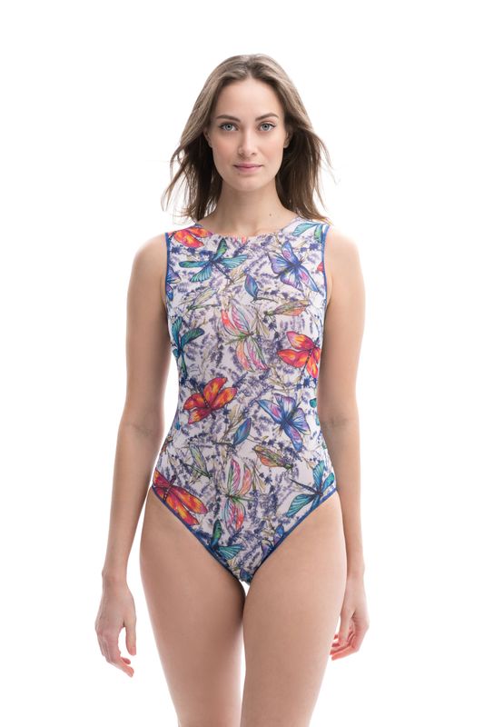 One-piece Sleeveless Swimsuit "Dragonflies"