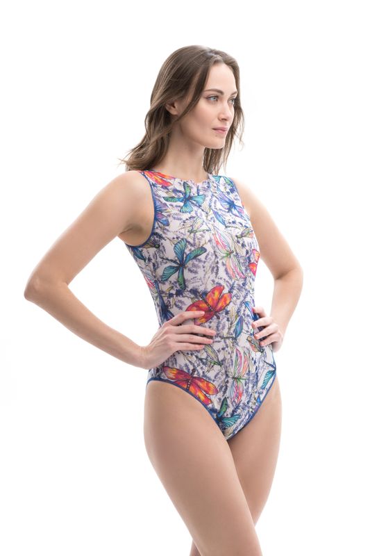 One-piece Sleeveless Swimsuit "Dragonflies"