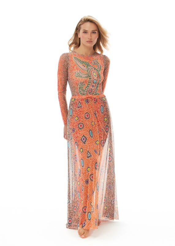Beach skirt "Crocodile Orange"