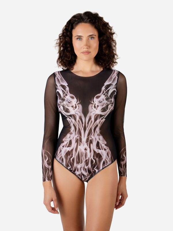 Closed Back One-piece Swimsuit with Sleeves "Grey Flame"