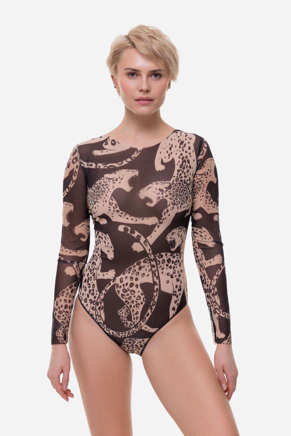 Closed Back One-piece Swimsuit with Sleeves "Wild Cat"