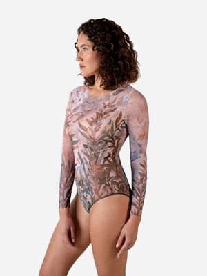 Closed Back One-piece Swimsuit with Sleeves "Olives"