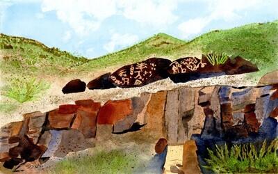&quot;Petroglyph Gallery&quot; Original Watercolor