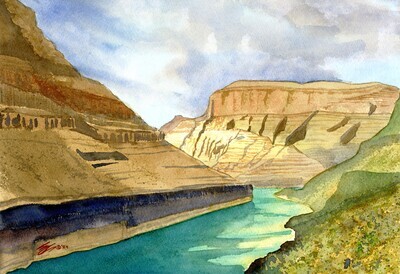 &quot;Sunlit Canyon Wall&quot; Original Watercolor