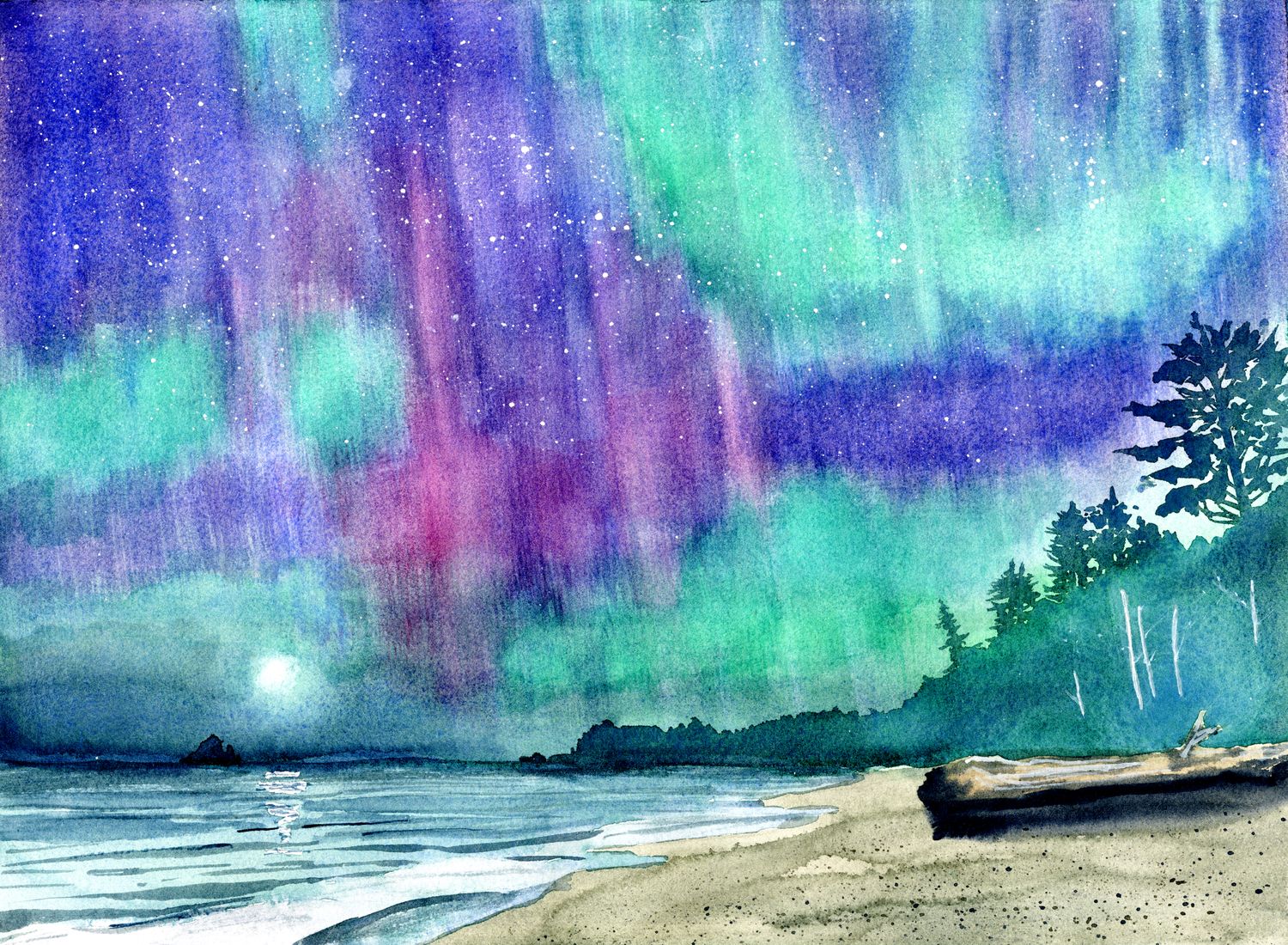 &quot;Aurora Borealis over Puget Sound&quot; Print