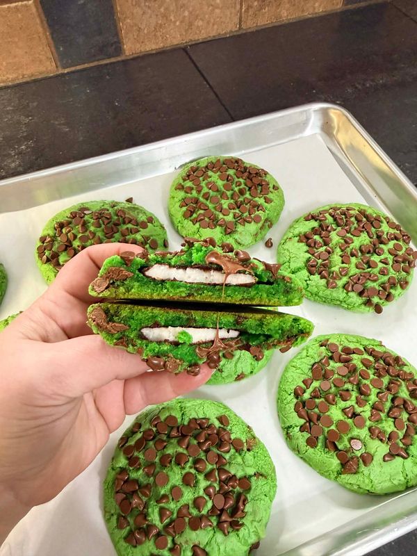 Stuffed Mint Chocolate Chip Cookie