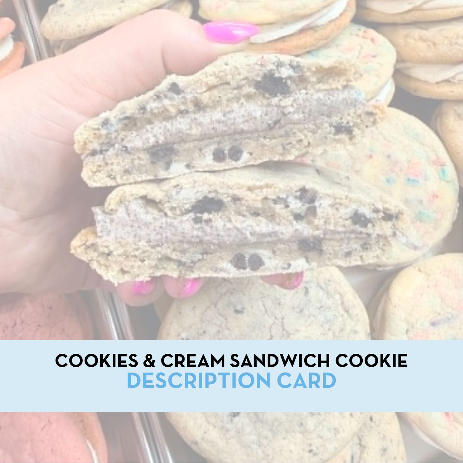 Cookies &amp; Cream Sandwich Cookie Display/Description Card