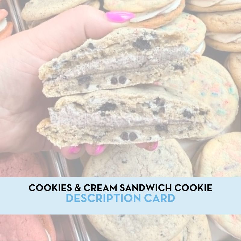 Cookies &amp; Cream Sandwich Cookie Display/Description Card