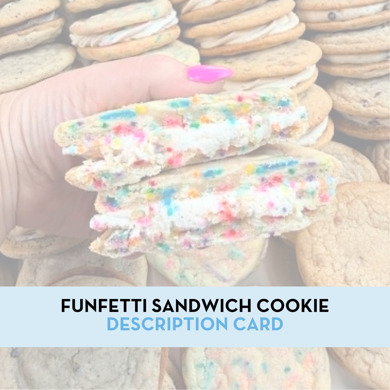 Funfetti Sandwich Cookie Display/Description Card