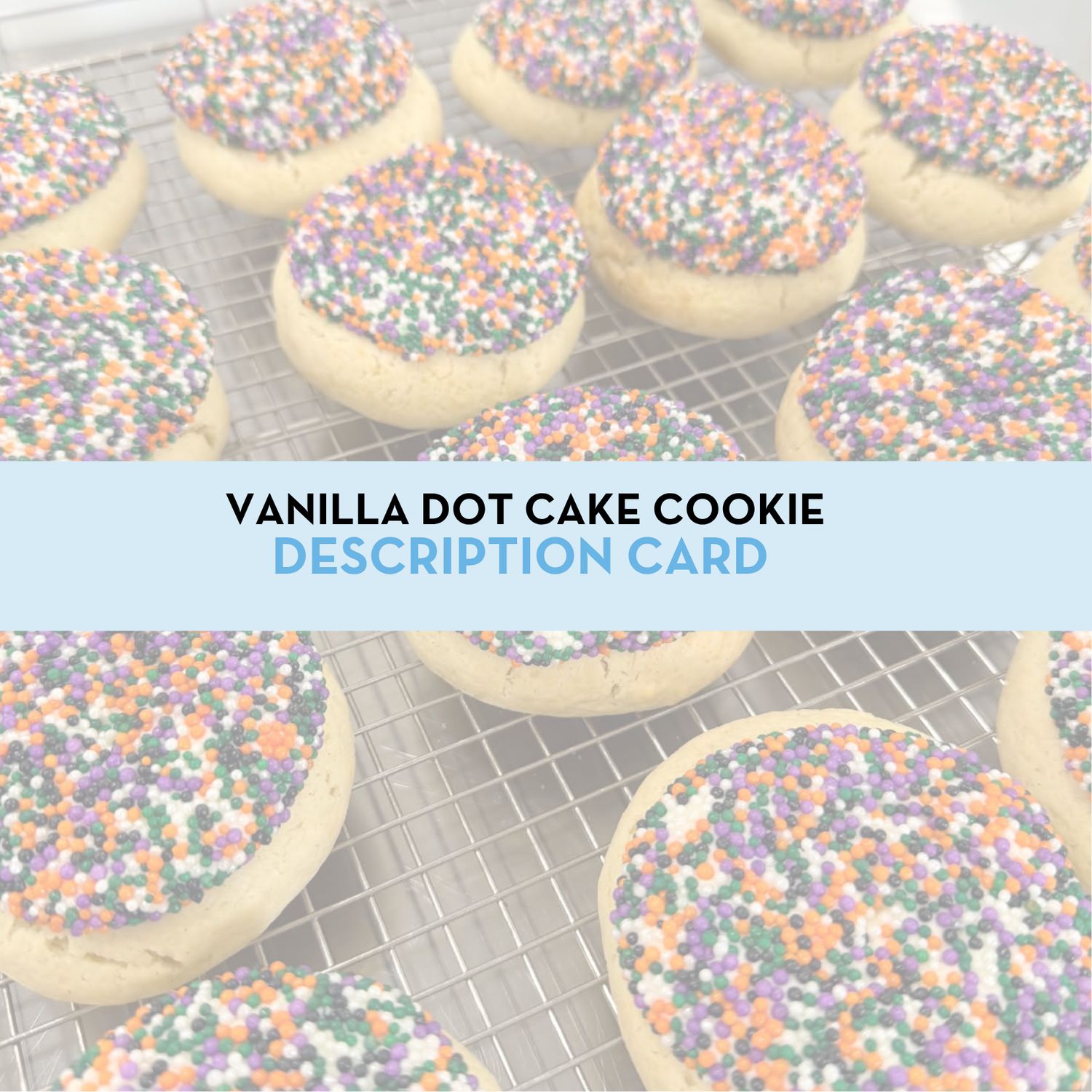 Vanilla Dot Cake Cookie Display/Description Card