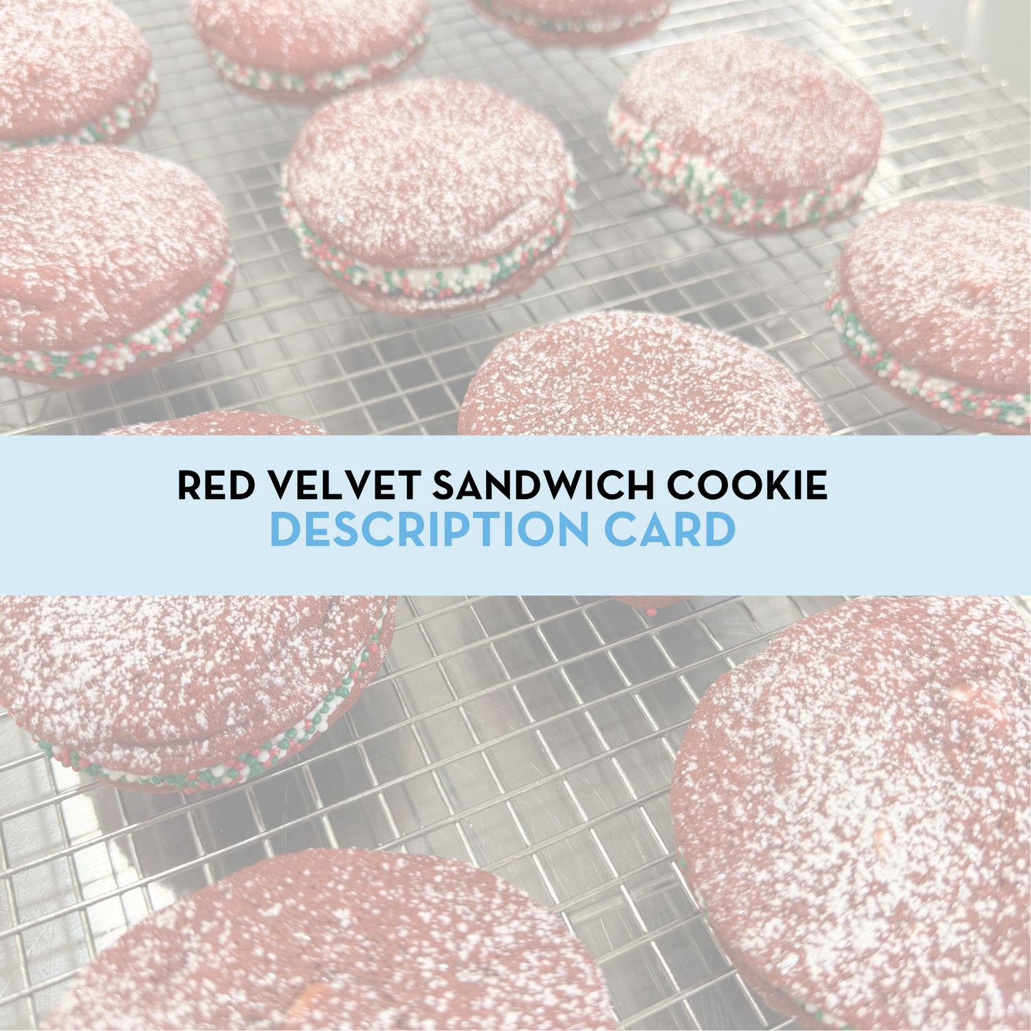 Red Velvet Snowball Sandwich Cookie Display/Description Card