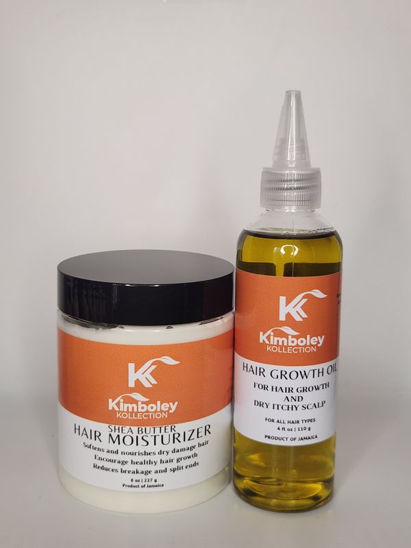 Grow Moisture Bundle | 8oz Shea Butter Hair Moisturizer and 4oz Hair Growth Oil -Promotes Healthy Hair Growth and Soothe dry Itchy Scalp