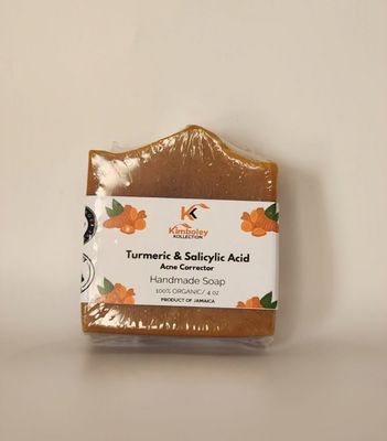 Turmeric &amp; Salicylic Acid Acne Corrector Handmade Natural Soap for Stubborn Back Acne, Chest Acne and Hyperpigmentation